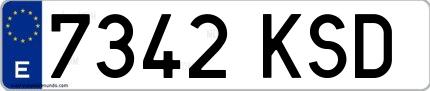 Ejemplo de matrícula española 7342 KSD
