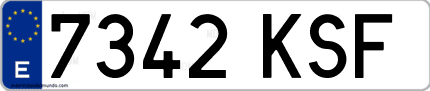 Ejemplo de matrícula de coche ordinaria 7342 KSF
