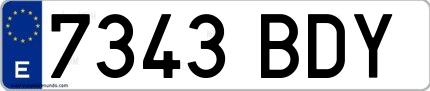 Ejemplo de matrícula española 7343 BDY