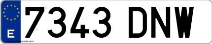 Ejemplo de matrícula española 7343 DNW