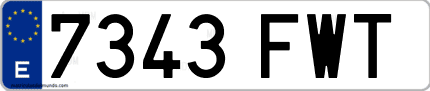 Ejemplo de matrícula de coche ordinaria 7343 FWT