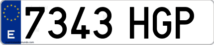 Ejemplo de matrícula de coche ordinaria 7343 HGP