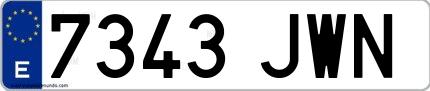Ejemplo de matrícula española 7343 JWN
