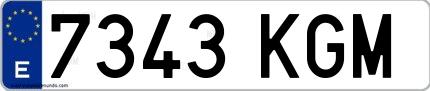 Ejemplo de matrícula española 7343 KGM