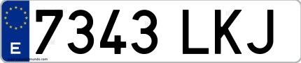 Ejemplo de matrícula española 7343 LKJ