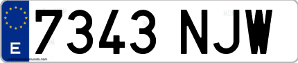 Ejemplo de matrícula de coche ordinaria 7343 NJW