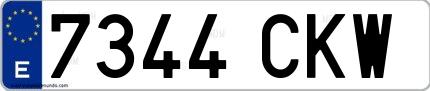 Ejemplo de matrícula española 7344 CKW