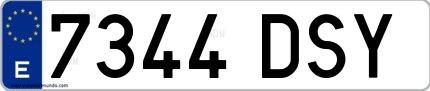 Ejemplo de matrícula española 7344 DSY