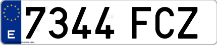 Ejemplo de matrícula de coche ordinaria 7344 FCZ