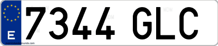 Ejemplo de matrícula de coche ordinaria 7344 GLC