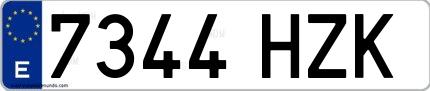 Ejemplo de matrícula española 7344 HZK