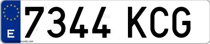 Ejemplo de matrícula española 7344 KCG