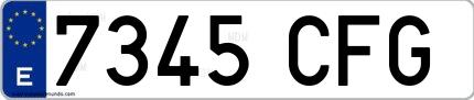 Ejemplo de matrícula española 7345 CFG