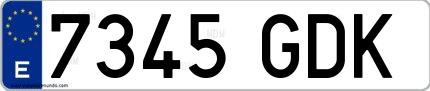Ejemplo de matrícula española 7345 GDK