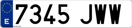 Ejemplo de matrícula española 7345 JWW