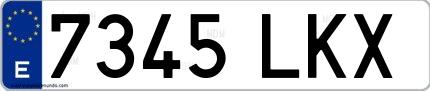 Ejemplo de matrícula española 7345 LKX