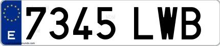 Ejemplo de matrícula española 7345 LWB