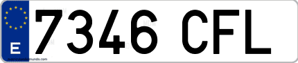 Ejemplo de matrícula de coche ordinaria 7346 CFL