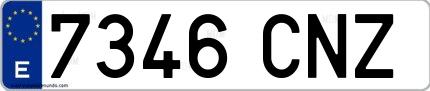 Ejemplo de matrícula española 7346 CNZ