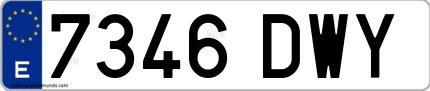 Ejemplo de matrícula española 7346 DWY