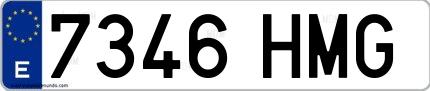 Ejemplo de matrícula española 7346 HMG