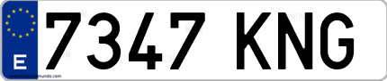 Ejemplo de matrícula de coche ordinaria 7347 KNG