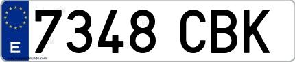 Ejemplo de matrícula española 7348 CBK