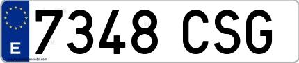 Ejemplo de matrícula española 7348 CSG