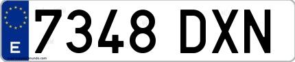 Ejemplo de matrícula española 7348 DXN