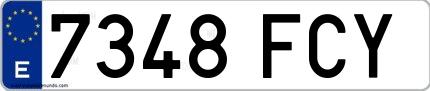 Ejemplo de matrícula española 7348 FCY