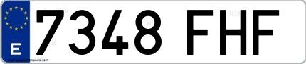 Ejemplo de matrícula española 7348 FHF