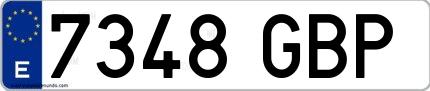 Ejemplo de matrícula española 7348 GBP