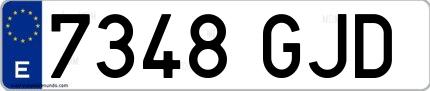 Ejemplo de matrícula española 7348 GJD
