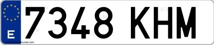 Ejemplo de matrícula española 7348 KHM