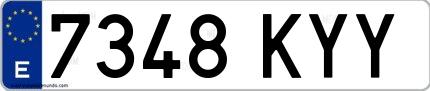 Ejemplo de matrícula española 7348 KYY