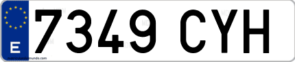 Ejemplo de matrícula de coche ordinaria 7349 CYH