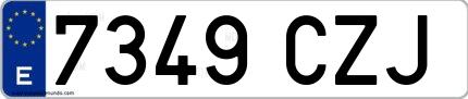 Ejemplo de matrícula española 7349 CZJ