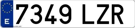 Ejemplo de matrícula española 7349 LZR