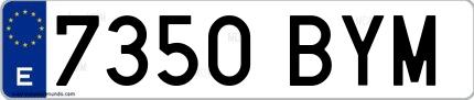 Ejemplo de matrícula española 7350 BYM