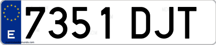 Ejemplo de matrícula de coche ordinaria 7351 DJT