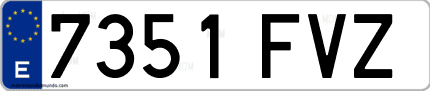 Ejemplo de matrícula de coche ordinaria 7351 FVZ