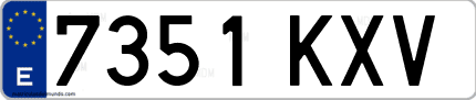 Ejemplo de matrícula de coche ordinaria 7351 KXV