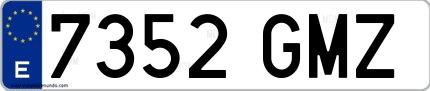 Ejemplo de matrícula española 7352 GMZ