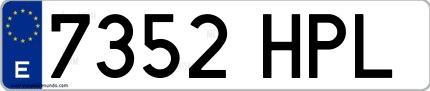Ejemplo de matrícula española 7352 HPL