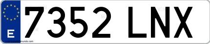 Ejemplo de matrícula española 7352 LNX