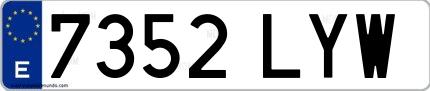 Ejemplo de matrícula española 7352 LYW