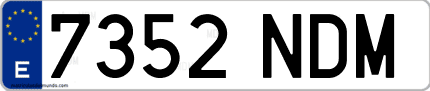 Ejemplo de matrícula de coche ordinaria 7352 NDM