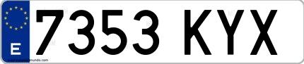 Ejemplo de matrícula española 7353 KYX