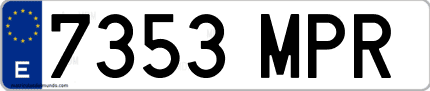 Ejemplo de matrícula de coche ordinaria 7353 MPR