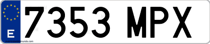 Ejemplo de matrícula de coche ordinaria 7353 MPX